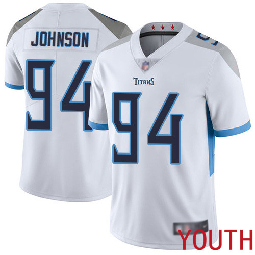 Tennessee Titans Limited White Youth Austin Johnson Road Jersey NFL Football 94 Vapor Untouchable
